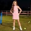 imagePerfashion Girls Tennis Dress 14 Zip Golf Outfit Builtin Bra ampamp Shorts Pickleball Athletic Dress Workout Pockets 413YLight Pink 62424