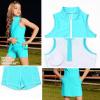 imagePerfashion Girls Tennis Dress 14 Zip Golf Outfit Builtin Bra ampamp Shorts Pickleball Athletic Dress Workout Pockets 413YTurquoise 18424