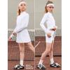 imagePerfashion Girls Tennis Dress 14 Zip Golf Outfit Builtin Bra ampamp Shorts Pickleball Athletic Dress Workout Pockets 413YWhite 01925