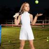 imagePerfashion Girls Tennis Dress 14 Zip Golf Outfit Builtin Bra ampamp Shorts Pickleball Athletic Dress Workout Pockets 413YWhite01424