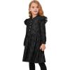imagePerfashion Girls Denim Dress Flutter Long Sleeve Classic Jean Blue Button Down Dresses for 615 YearsBlack1