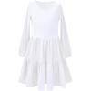 imagePerfashion Girls Long Sleeve Dresses Tiered Ruffle Swing Tunic Midi Dress 413YWhite 26899
