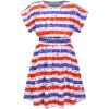 imagePerfashion Girls Summer Dresses Printed Casual Loose Sundress Smocked Waist RollSleeve4th of July Dressf17