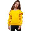 imagePerfashion Girls Sweatshirt Ruffle Trim Long Sleeve Pullover Solid Drop Shoulder Hoodie Fall Winter 413YYellow