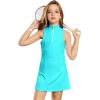 imagePerfashion Girls Tennis Dress 14 Zip Golf Outfit Builtin Bra ampamp Shorts Pickleball Athletic Dress Workout Pockets 413YTurquoise 18424