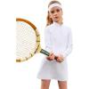imagePerfashion Girls Tennis Dress 14 Zip Golf Outfit Builtin Bra ampamp Shorts Pickleball Athletic Dress Workout Pockets 413YWhite 01925