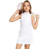 imagePerfashion Girls Tennis Dress 14 Zip Golf Outfit Builtin Bra ampamp Shorts Pickleball Athletic Dress Workout Pockets 413YWhite01424