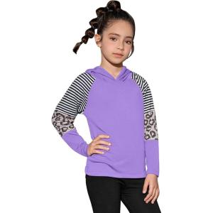 imagePerfashion Girls Long Sleeve Shirt Hoodie Active Tee Pullover Top with Thumb Hole Workout Running 615YearsPurple451