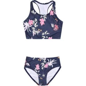 imagePerfashion Girls TwoPiece Swimsuits Tankini Sets Swimwear Bathing Suit Beach SportFloral Navy 74a