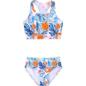 imagePerfashion Girls TwoPiece Swimsuits Tankini Sets Swimwear Bathing Suit Beach SportTropical Blue Y44