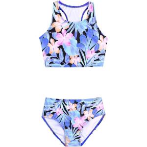 imagePerfashion Girls TwoPiece Swimsuits Tankini Sets Swimwear Bathing Suit Beach SportTropical Flower P14