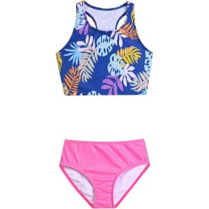 imagePerfashion Girls TwoPiece Swimsuits Tankini Sets Swimwear Bathing Suit Beach SportTropical Leaves P15