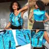 imagePerfashion Cropped Vest For Women Buckle Zip Up Metallic Cargo Cyberpunk Jacket With Pockets Streetwear Rave OutfitBlue Vest 04419