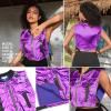 imagePerfashion Cropped Vest For Women Buckle Zip Up Metallic Cargo Cyberpunk Jacket With Pockets Streetwear Rave OutfitPurple Vest 05419