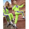 imagePerfashion Girls Clothing Sets 2 Piece 80s 90s Outfits Neon Jacket Pants Hip Hop Dance Tracksuit Set 413YNeon Green
