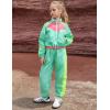 imagePerfashion Girls Clothing Sets 2 Piece 80s 90s Outfits Neon Jacket Pants Hip Hop Dance Tracksuit Set 413YNeon Mint Green