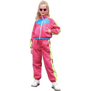 imagePerfashion Girls Clothing Sets 2 Piece 80s 90s Outfits Neon Jacket Pants Hip Hop Dance Tracksuit Set 413YNeon Hot Pink