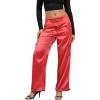 imagePerfashion Women Satin Pants Silk Wide Leg Trousers Cargo Joggers Drawstring Going Out Concert OutfitsRed 01929