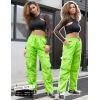 imagePerfashion Parachute Pants Woman Drawstring Baggy Cargo Pant Rave Concert Outfits Quick Dry Jogger SweatpantsGreen 133924