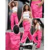 imagePerfashion Parachute Pants Woman Drawstring Baggy Cargo Pant Rave Concert Outfits Quick Dry Jogger SweatpantsHot Pink 53924