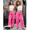 imagePerfashion Parachute Pants Woman Drawstring Baggy Cargo Pant Rave Concert Outfits Quick Dry Jogger SweatpantsHot Pink 53924