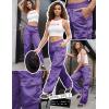 imagePerfashion Parachute Pants Woman Drawstring Baggy Cargo Pant Rave Concert Outfits Quick Dry Jogger SweatpantsPurple 106924