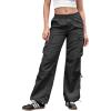 imagePerfashion Parachute Pants Woman Drawstring Baggy Cargo Pant Rave Concert Outfits Quick Dry Jogger SweatpantsBlack 49924