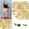 imagePerfashion Matching DollampampGirls Metallic Skirt 3Layer Ruffle Skirt with Sunglasses 415 YearsGold151