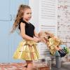 imagePerfashion Matching DollampampGirls Metallic Skirt 3Layer Ruffle Skirt with Sunglasses 415 YearsGold151