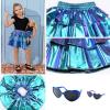 imagePerfashion Matching DollampampGirls Metallic Skirt 3Layer Ruffle Skirt with Sunglasses 415 YearsLaser Mermaid151