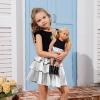 imagePerfashion Matching DollampampGirls Metallic Skirt 3Layer Ruffle Skirt with Sunglasses 415 YearsSliver151