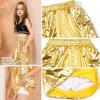 imagePerfashion Metallic Cargo Skirts for Girls A Line Sparkly Skorts with MultiPockets Dance 413YGold03417