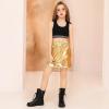 imagePerfashion Metallic Cargo Skirts for Girls A Line Sparkly Skorts with MultiPockets Dance 413YGold03417