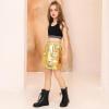 imagePerfashion Metallic Cargo Skirts for Girls A Line Sparkly Skorts with MultiPockets Dance 413YGold03417