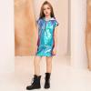 imagePerfashion Metallic Cargo Skirts for Girls A Line Sparkly Skorts with MultiPockets Dance 413YLaser Blue13417