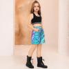 imagePerfashion Metallic Cargo Skirts for Girls A Line Sparkly Skorts with MultiPockets Dance 413YLaser Blue13417