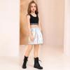 imagePerfashion Metallic Cargo Skirts for Girls A Line Sparkly Skorts with MultiPockets Dance 413YLaser Silver01417