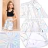 imagePerfashion Metallic Cargo Skirts for Girls A Line Sparkly Skorts with MultiPockets Dance 413YLaser Silver01417