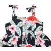 imagePerfashion Girls Cotton Dresses SleevelessLong Sleeve Crew Neck 413YBlack Tropical Flower P94