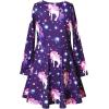 imagePerfashion Girls SleevelessLong Sleeve ALine Dresses Unicorn Festival SkirtsPurple Star Unicron Long Sleeve
