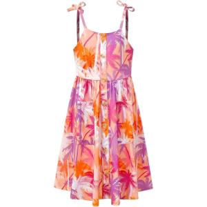 imagePerfashion Girls Cotton Dresses SleevelessLong Sleeve Crew Neck 413YCoconut Tree Orange K34