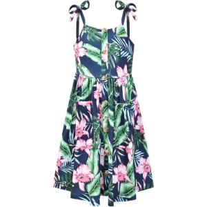 imagePerfashion Girls Cotton Dresses SleevelessLong Sleeve Crew Neck 413YGreen Leaf G63