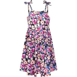 imagePerfashion Girls Cotton Dresses SleevelessLong Sleeve Crew Neck 413YPurple Floral P93