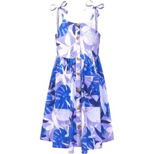 imagePerfashion Girls Cotton Dresses SleevelessLong Sleeve Crew Neck 413YPurple Leaf K37