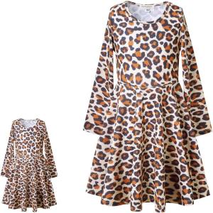 imagePerfashion Girls SleevelessLong Sleeve ALine Dresses Unicorn Festival SkirtsLeopard 245