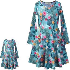 imagePerfashion Girls SleevelessLong Sleeve ALine Dresses Unicorn Festival SkirtsTropical Flower893