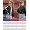 imagePerfashion Satin Bomber Jacket for Girls Zip Up Varsity Cropped Coat Sparkly Windbreaker with Pockets 413YSatin Black 41906