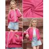 imagePerfashion Satin Bomber Jacket for Girls Zip Up Varsity Cropped Coat Sparkly Windbreaker with Pockets 413YSatin Hot Pink 35906