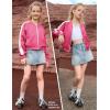imagePerfashion Satin Bomber Jacket for Girls Zip Up Varsity Cropped Coat Sparkly Windbreaker with Pockets 413YSatin Hot Pink 35906