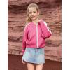 imagePerfashion Satin Bomber Jacket for Girls Zip Up Varsity Cropped Coat Sparkly Windbreaker with Pockets 413YSatin Hot Pink 35906